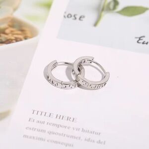 925 sterling  Silver Roman Numeral Hoop Earrings